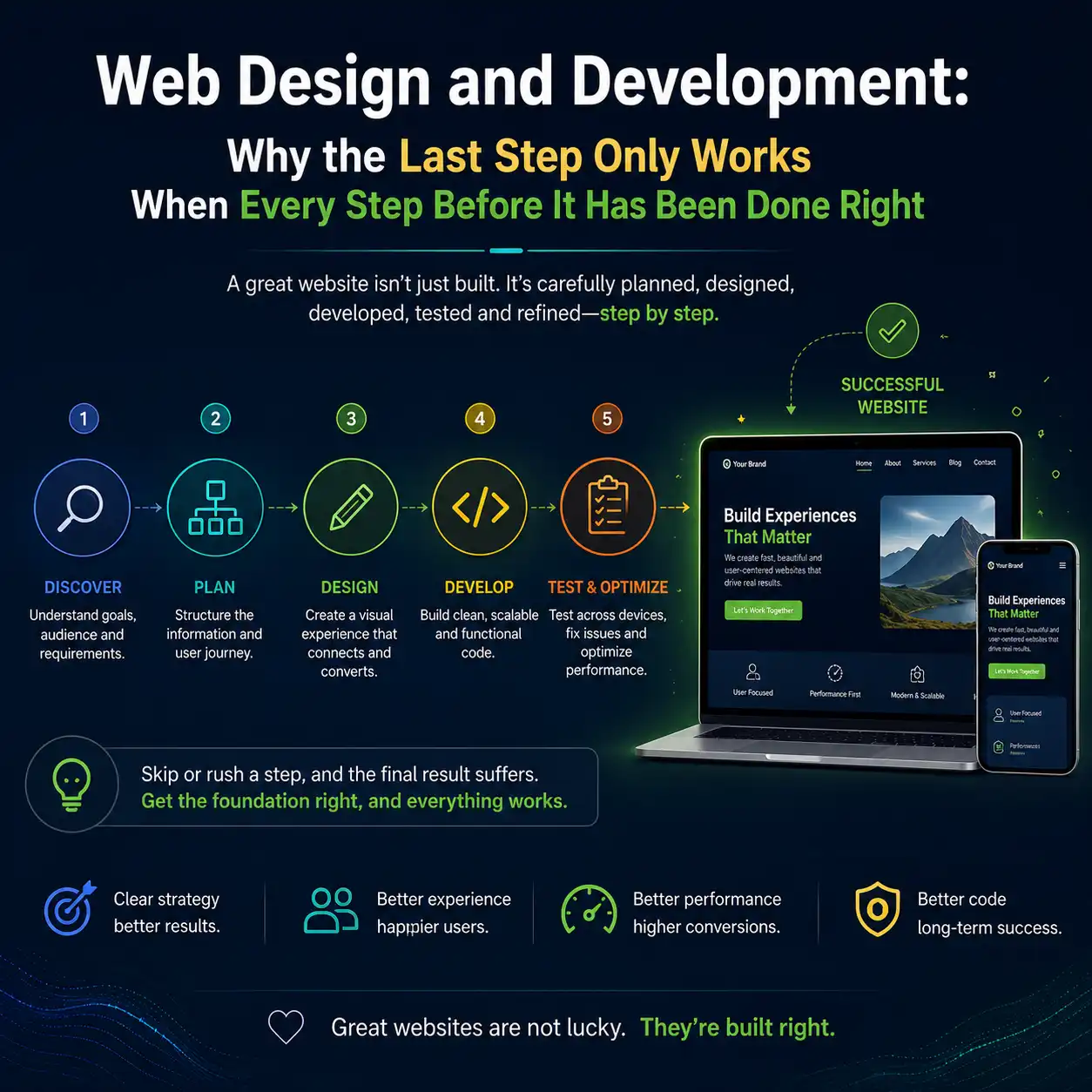 Web Design and Development: Why the Last Step Only Works When Every Step Before It Has Been Done Right Web Design and Development: Why the Last Step Only Works When Every Step Before It Has Been Done Right
